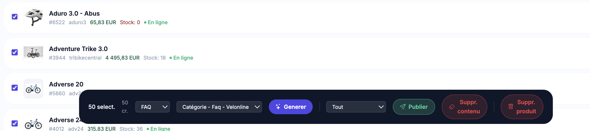 Génération en masse